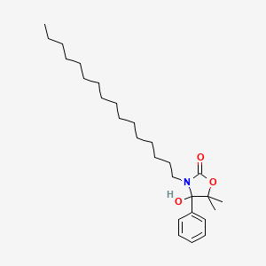 molecular formula C27H45NO3 B14485019 3-Hexadecyl-4-hydroxy-5,5-dimethyl-4-phenyl-1,3-oxazolidin-2-one CAS No. 64929-33-5