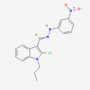 molecular formula C18H17ClN4O2 B14485182 N-[(2-chloro-1-propylindol-3-yl)methylideneamino]-3-nitroaniline CAS No. 64209-15-0