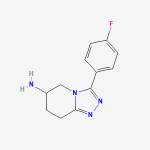 molecular formula C12H13FN4 B1448519 3-(4-fluorophenyl)-5H,6H,7H,8H-[1,2,4]triazolo[4,3-a]pyridin-6-amine CAS No. 1551814-44-8