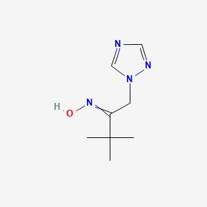 molecular formula C8H14N4O B14485426 N-[3,3-Dimethyl-1-(1H-1,2,4-triazol-1-yl)butan-2-ylidene]hydroxylamine CAS No. 64921-55-7