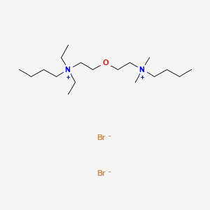 molecular formula C18H42Br2N2O B14485670 Ammonium, N,N-diethyl-N',N'-dimethyl-N,N'-oxydiethylenebis(butyl-, dibromide CAS No. 63957-51-7