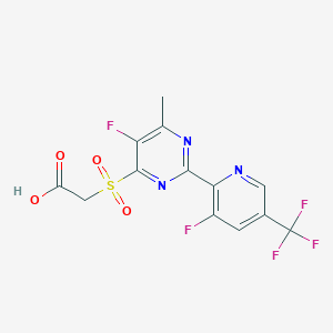 molecular formula C13H8F5N3O4S B1448569 2-((5-Fluoro-2-(3-fluoro-5-(trifluoromethyl)pyridin-2-yl)-6-methylpyrimidin-4-yl)sulfonyl)acetic acid CAS No. 1823183-55-6