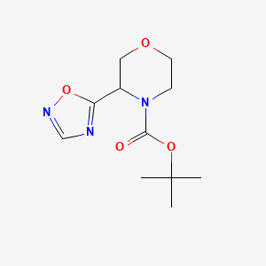 molecular formula C11H17N3O4 B1448576 Tert-butyl 3-(1,2,4-oxadiazol-5-yl)morpholine-4-carboxylate CAS No. 1803565-95-8