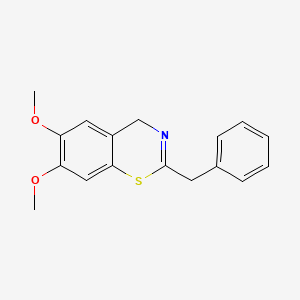 molecular formula C17H17NO2S B14485795 2-Benzyl-6,7-dimethoxy-4H-1,3-benzothiazine CAS No. 65448-26-2
