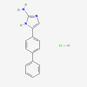 molecular formula C15H14ClN3 B14485811 Imidazole, 2-amino-5-biphenylyl-, hydrochloride CAS No. 65146-47-6