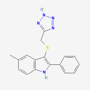 molecular formula C17H15N5S B14485844 1H-Indole, 5-methyl-2-phenyl-3-((1H-tetrazol-5-ylmethyl)thio)- CAS No. 66354-95-8