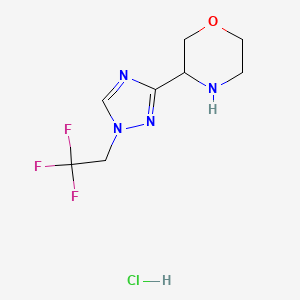 molecular formula C8H12ClF3N4O B1448586 3-[1-(2,2,2-trifluoroethyl)-1H-1,2,4-triazol-3-yl]morpholine hydrochloride CAS No. 1803587-62-3