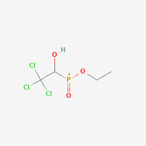 molecular formula C4H7Cl3O3P+ B14485896 Ethoxy(oxo)(2,2,2-trichloro-1-hydroxyethyl)phosphanium CAS No. 65758-64-7
