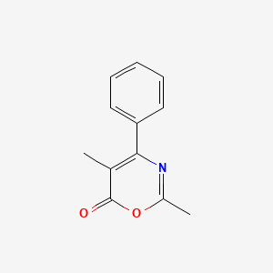 molecular formula C12H11NO2 B14486077 2,5-dimethyl-4-phenyl-6H-1,3-oxazin-6-one CAS No. 63892-26-2