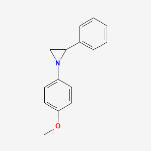 molecular formula C15H15NO B14486373 1-(4-Methoxyphenyl)-2-phenylaziridine CAS No. 64222-59-9