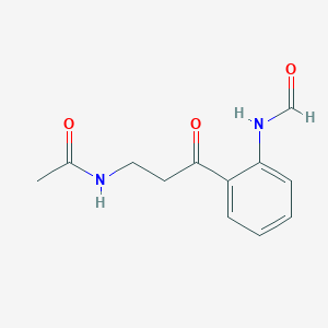 molecular formula C12H14N2O3 B14486651 N-[3-(2-Formamidophenyl)-3-oxopropyl]acetamide CAS No. 65853-80-7