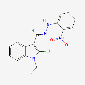 molecular formula C17H15ClN4O2 B14486780 N-[(2-chloro-1-ethylindol-3-yl)methylideneamino]-2-nitroaniline CAS No. 64209-10-5