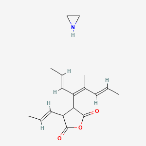 molecular formula C18H25NO3 B14486852 aziridine;3-[(2E,4Z,6E)-5-methylocta-2,4,6-trien-4-yl]-4-[(E)-prop-1-enyl]oxolane-2,5-dione CAS No. 64162-11-4