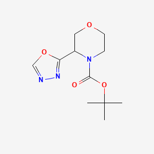 molecular formula C11H17N3O4 B1448689 Tert-butyl 3-(1,3,4-oxadiazol-2-yl)morpholine-4-carboxylate CAS No. 1803585-27-4