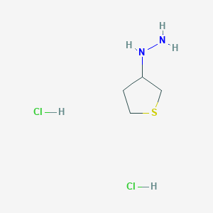 molecular formula C4H12Cl2N2S B1448696 thiolan-3-ylhydrazine dihydrochloride CAS No. 1803582-82-2