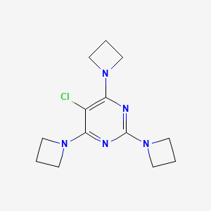 molecular formula C13H18ClN5 B14486969 Pyrimidine, 5-chloro-2,4,6-tris(1-aziridinyl)- CAS No. 64295-03-0