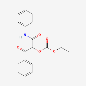 molecular formula C18H17NO5 B14486993 1-Anilino-1,3-dioxo-3-phenylpropan-2-yl ethyl carbonate CAS No. 66045-04-3