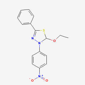 molecular formula C16H15N3O3S B14487020 2-Ethoxy-3-(4-nitrophenyl)-5-phenyl-2,3-dihydro-1,3,4-thiadiazole CAS No. 64874-34-6
