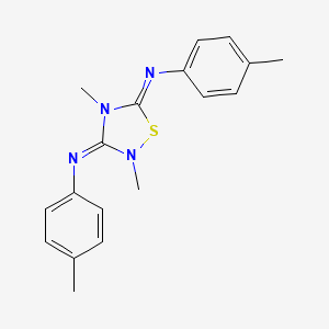 molecular formula C18H20N4S B14487098 N(sup 3),N(sup 5)-Bis(4-methylphenyl)-2,4-dimethyl-1,2,4-thiadiazole-3,5(2H,4H)-diimine CAS No. 64958-77-6