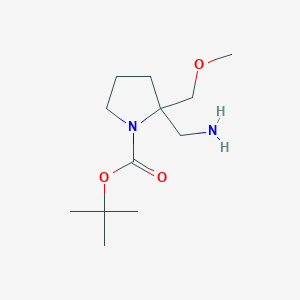 molecular formula C12H24N2O3 B1448711 Tert-butyl 2-(aminomethyl)-2-(methoxymethyl)pyrrolidine-1-carboxylate CAS No. 1803598-10-8