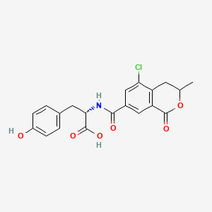 molecular formula C20H18ClNO6 B14487166 L-Tyrosine, N-((5-chloro-3,4-dihydro-3-methyl-1-oxo-1H-2-benzopyran-7-yl)carbonyl)- CAS No. 64398-36-3