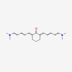 molecular formula C20H28N2O B14487338 Cyclohexanone, 2,6-bis[5-(dimethylamino)-2,4-pentadienylidene]- CAS No. 63285-04-1