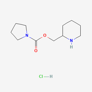 molecular formula C11H21ClN2O2 B1448737 Piperidin-2-ylmethyl pyrrolidine-1-carboxylate hydrochloride CAS No. 1803589-32-3