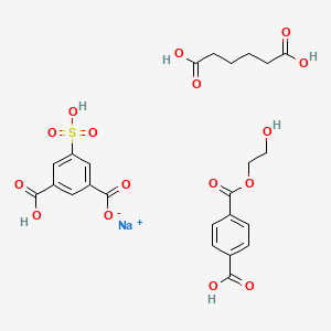 molecular formula C24H25NaO16S B14487507 Sodium;3-carboxy-5-sulfobenzoate;hexanedioic acid;4-(2-hydroxyethoxycarbonyl)benzoic acid CAS No. 64945-78-4