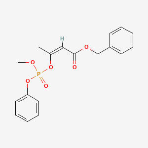 molecular formula C18H19O6P B14487542 Phenylmethyl 3-((methoxyphenoxyphosphinyl)oxy)-2-butenoate CAS No. 63992-58-5