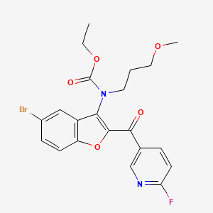 molecular formula C21H20BrFN2O5 B1448757 Ethyl (5-bromo-2-(6-fluoronicotinoyl)benzofuran-3-YL)(3-methoxypropyl)carbamate CAS No. 1431434-22-8