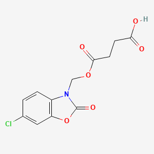 molecular formula C12H10ClNO6 B14487581 Succinic acid, (5-chloro-2-benzoxazolinon-3-yl)methyl ester CAS No. 63992-03-0