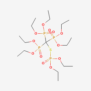 molecular formula C17H40O12P4S B14487816 Phosphonic acid, (mercaptomethylidyne)tri-, hexaethyl ester, S-ester with O,O-diethyl phosphorothioate CAS No. 63869-27-2