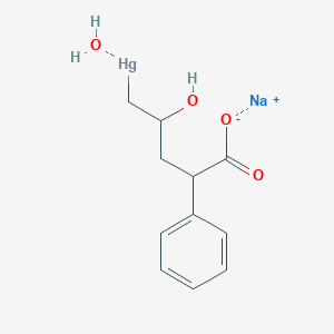 molecular formula C11H14HgNaO4 B14487857 Pentanoic acid, 4-hydroxy-5-(hydroxymercuri)-2-phenyl-, sodium salt CAS No. 64025-05-4
