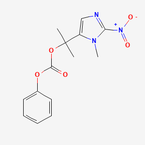 molecular formula C14H15N3O5 B14487932 Carbonic acid, 1-methyl-1-(1-methyl-2-nitro-1H-imidazol-5-yl)ethyl phenyl ester CAS No. 64323-88-2