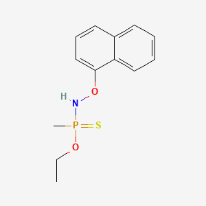 molecular formula C13H16NO2PS B14488138 Phosphonamidothioic acid, P-methyl-N-(1-naphthalenyloxy)-, O-ethyl ester CAS No. 63815-53-2