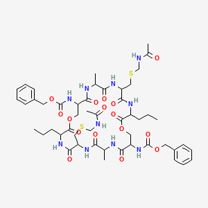 molecular formula C50H70N10O16S2 B14488271 Cbz-DL-Ser(1)-DL-Ala-DL-Cys(Acm)-DL-Nva-(2).Cbz-DL-Ser(2)-DL-Ala-DL-Cys(Acm)-DL-Nva-(1) CAS No. 63519-99-3
