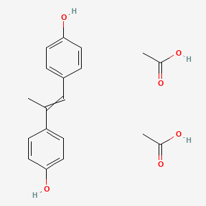 molecular formula C19H22O6 B14488705 Acetic acid;4-[2-(4-hydroxyphenyl)prop-1-enyl]phenol CAS No. 65224-13-7