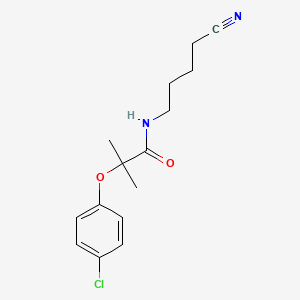 molecular formula C15H19ClN2O2 B14488743 2-(4-Chlorophenoxy)-N-(4-cyanobutyl)-2-methylpropanamide CAS No. 64965-88-4