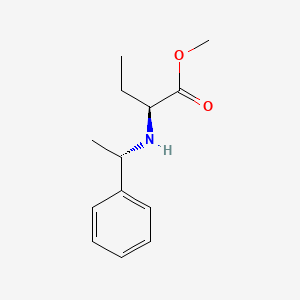 molecular formula C13H19NO2 B14488749 Butanoic acid, 2-[[(1S)-1-phenylethyl]amino]-, methyl ester, (2S)- CAS No. 65768-17-4