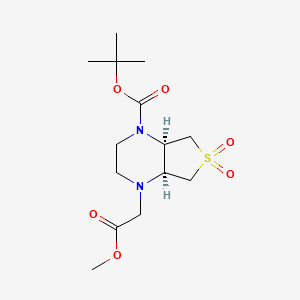 molecular formula C14H24N2O6S B1448901 tert-butyl (4aS,7aR)-4-(2-methoxy-2-oxoethyl)hexahydrothieno[3,4-b]pyrazine-1(2H)-carboxylate 6,6-dioxide CAS No. 2173052-31-6