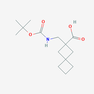 molecular formula C14H23NO4 B1448905 2-(((Tert-butoxycarbonyl)amino)methyl)spiro[3.3]heptane-2-carboxylic acid CAS No. 2098119-97-0