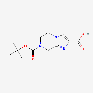 molecular formula C13H19N3O4 B1448925 7-(tert-Butoxycarbonyl)-8-methyl-5,6,7,8-tetrahydroimidazo[1,2-a]pyrazine-2-carboxylic acid CAS No. 1824023-99-5