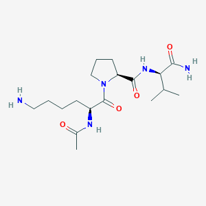 molecular formula C18H33N5O4 B1448937 (2S)-1-[(2S)-2-acetamido-6-aminohexanoyl]-N-[(2R)-1-amino-3-methyl-1-oxobutan-2-yl]pyrrolidine-2-carboxamide CAS No. 137359-89-8
