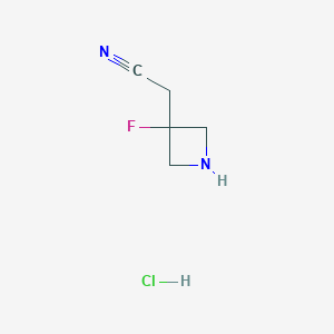 molecular formula C5H8ClFN2 B1448940 2-(3-Fluoroazetidin-3-yl)acetonitrile hydrochloride CAS No. 2098007-64-6