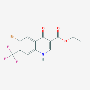 molecular formula C13H9BrF3NO3 B1448957 Ethyl 6-bromo-4-hydroxy-7-(trifluoromethyl)quinoline-3-carboxylate CAS No. 1065102-42-2