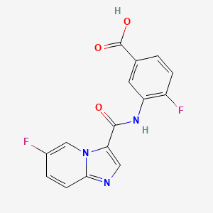molecular formula C15H9F2N3O3 B1448970 4-氟-3-[(6-氟咪唑并[1,2-a]吡啶-3-羰基)氨基]苯甲酸 CAS No. 2088942-17-8