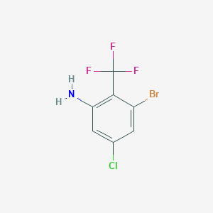 molecular formula C7H4BrClF3N B1448985 3-Bromo-5-chloro-2-(trifluoromethyl)aniline CAS No. 1805018-32-9