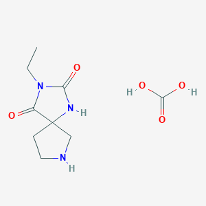 molecular formula C9H15N3O5 B1448995 3-Ethyl-1,3,7-triazaspiro[4.4]nonane-2,4-dione hydrocarbonate CAS No. 2034157-02-1