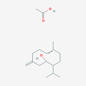 molecular formula C17H30O3 B14490528 Acetic acid;5-methyl-9-methylidene-2-propan-2-ylcyclodec-5-en-1-ol CAS No. 64141-35-1
