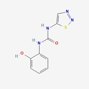 molecular formula C9H8N4O2S B14490610 N-(2,3-Dihydro-1,2,3-thiadiazol-5-yl)-N'-(6-oxocyclohexa-2,4-dien-1-ylidene)urea CAS No. 65647-49-6